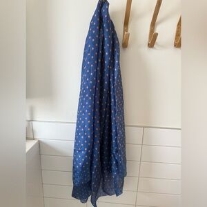 100% silk Blue Scarf with little apples